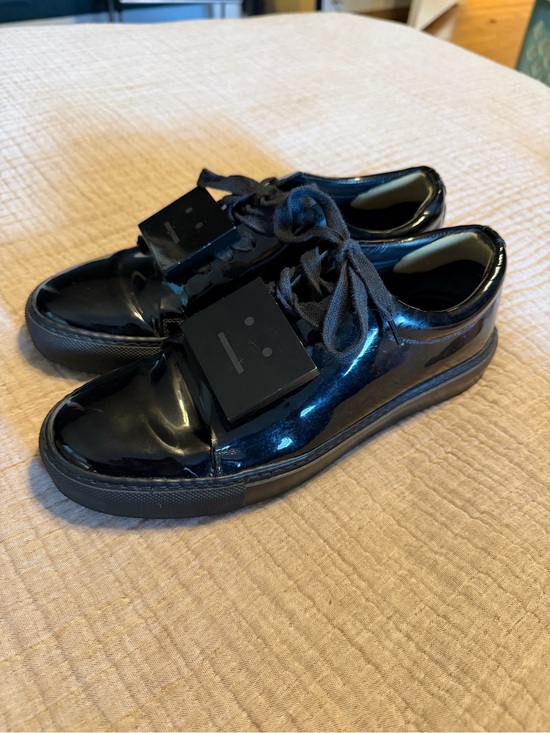 Acne Studios Shoes - ACNE STUDIOS Black Patent Leather Sneakers, Sz 7.5